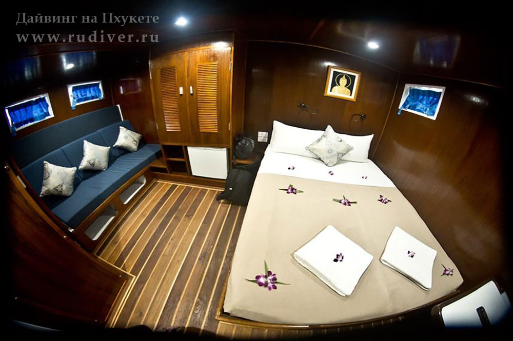 Мастер Каюта с двуспальной кроватью - - Корабль премиум класс -1 для дайв-сафари Симиланы и Ришелье